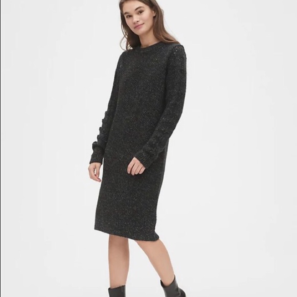 Pointelle Bobble Stitch Sweater Dress